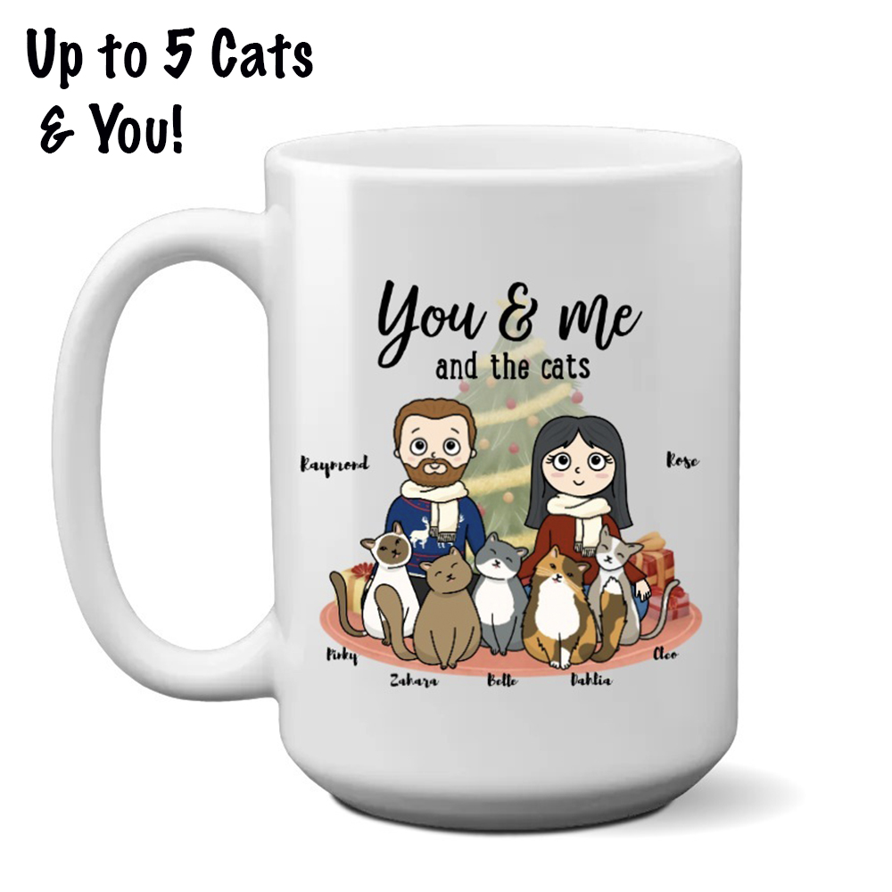 You, Me & The Cats Christmas Mug Personalized (15oz) Choose Your Cat’s Breed and Name! - Super Deal $7.99