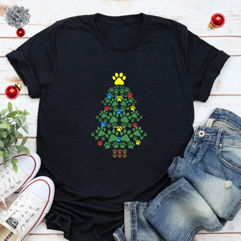 Santa Paws Christmas Tree Standard Tee Black
