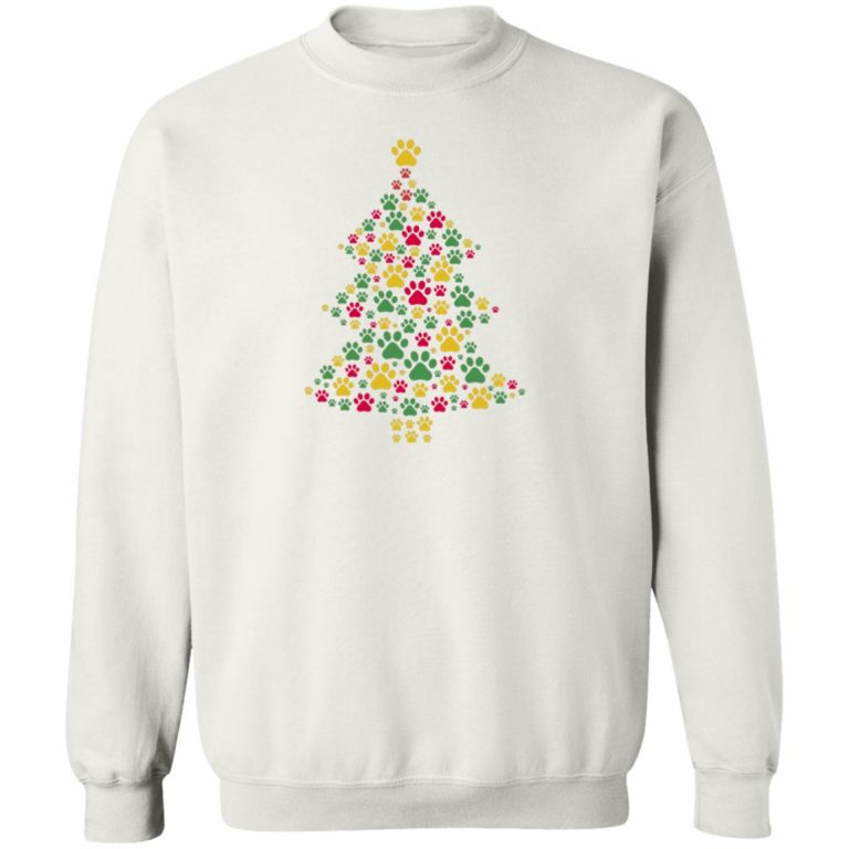Happy Pawlidays Christmas Tree Sweatshirt White