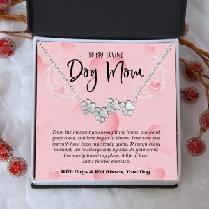 “To My Loving Dog Mom” – Four Paw Necklace Includes Gift Box & Card