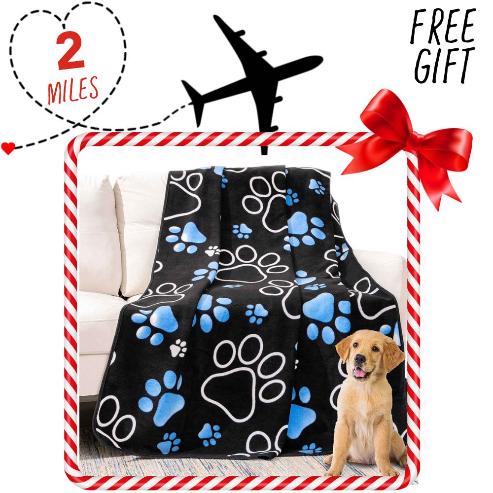 Image of Support Second Chance Santa Dog Rescue Flight and get this Gift Of Dreamy Blues Polar Fleece Dog Blanket – Large Ultra Soft –Blanket for Dog Lovers 50"x 60"