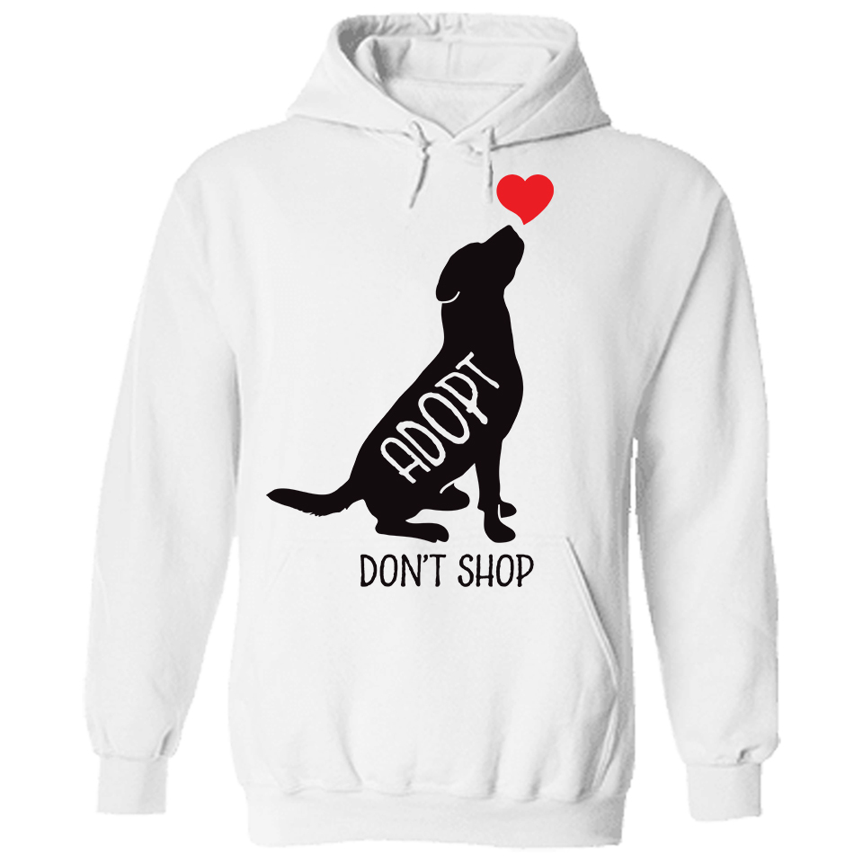 Adopt Don’t Shop Heart Dogs Hoodie White