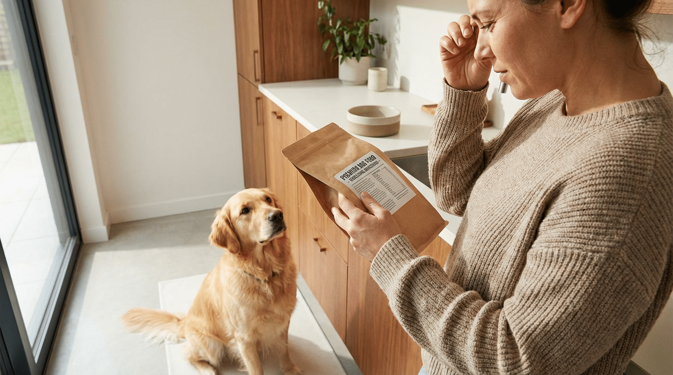 Dog Owner Reading Food Label