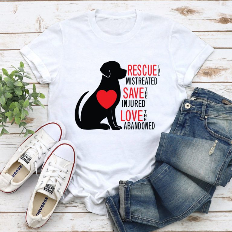 Rescue Save Love Dogs Standard Tee White