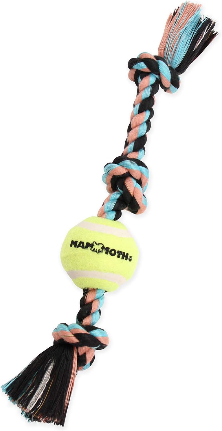 Mammoth Flossy Chews Color 3 Knot Tug w/Mini Tennis Ball