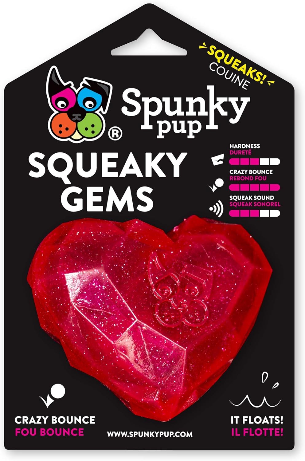 Spunky Pup Squeaky Gems Heart Dog Toy