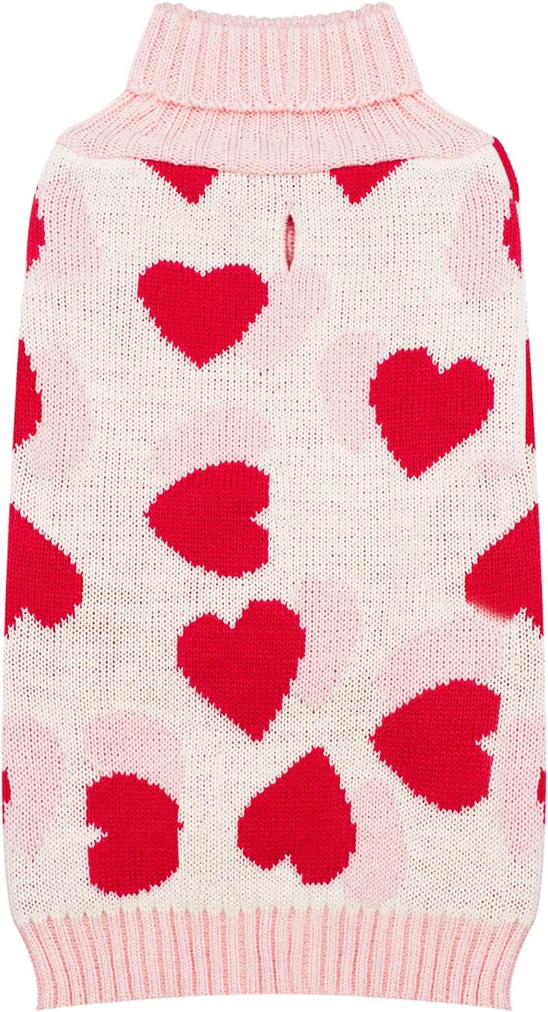 KYEESE Dog Sweater Valentine's Day with Leash Hole, Red Heart Pet Sweater