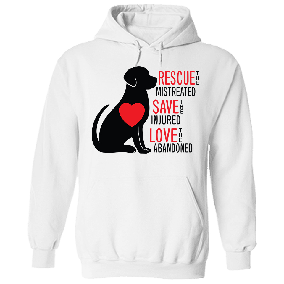 Second Chance Movement™ -Rescue Save Love Dogs Hoodie White