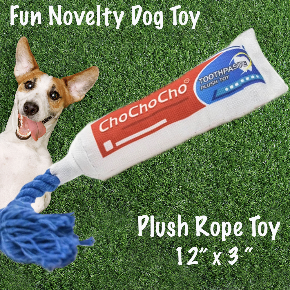 Fun Cho-Cho-Cho Toothy -Squeaky Plush Rope Dog Toy