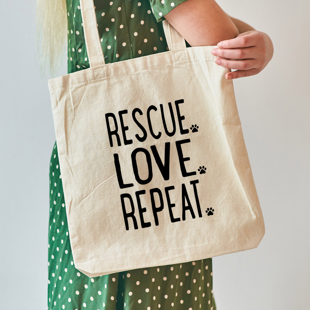 Rescue Love Repeat - Supports Dogs in Need -Tote Bag