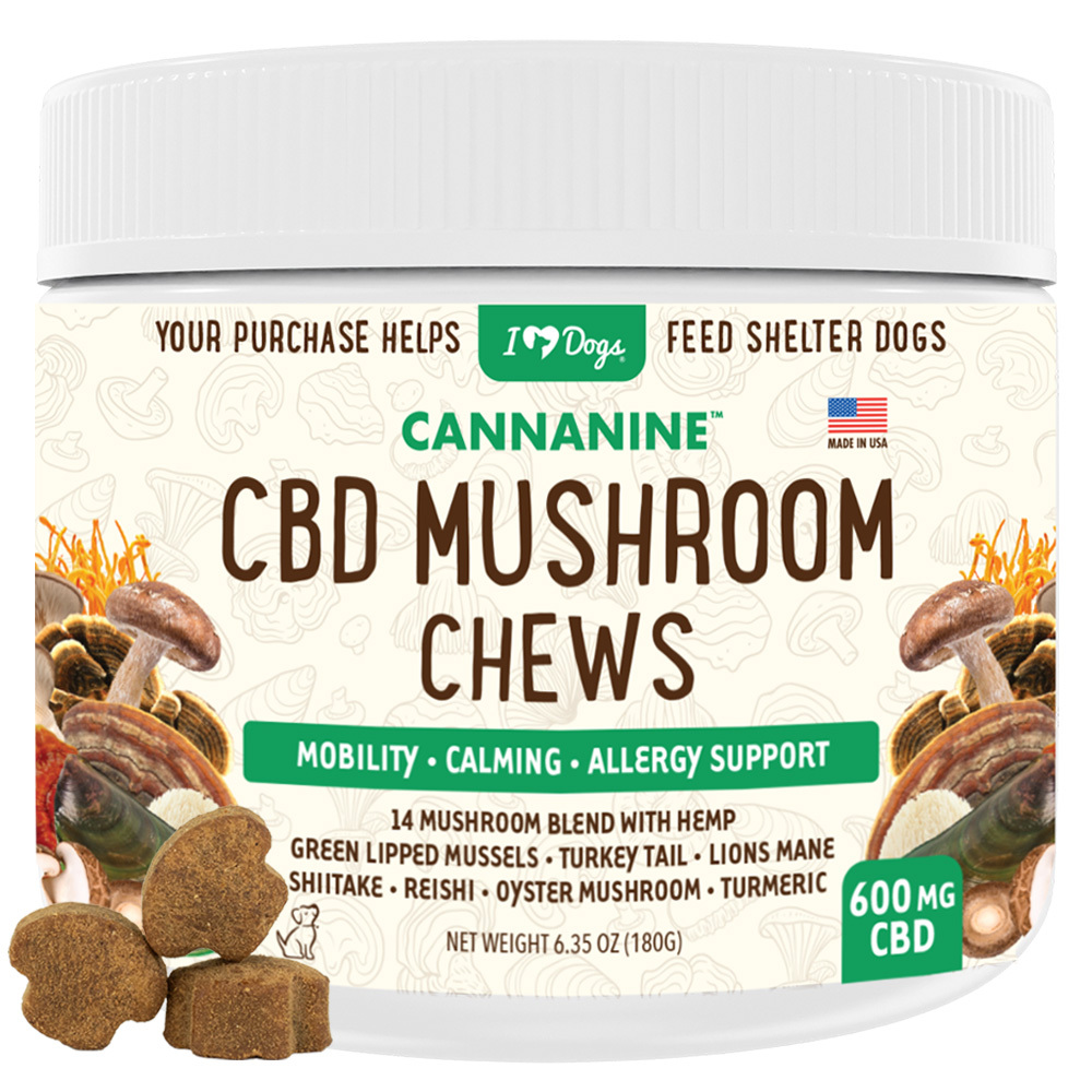 Hemp Mushroom Chews For Dogs - Mobility, Calming, Allergy & Immune Support – 14 Mushroom Blend with Turkey Tail, Lion’s Main, Shiitake & Green Lipped Mussels - 60ct / 600 MG HEMP