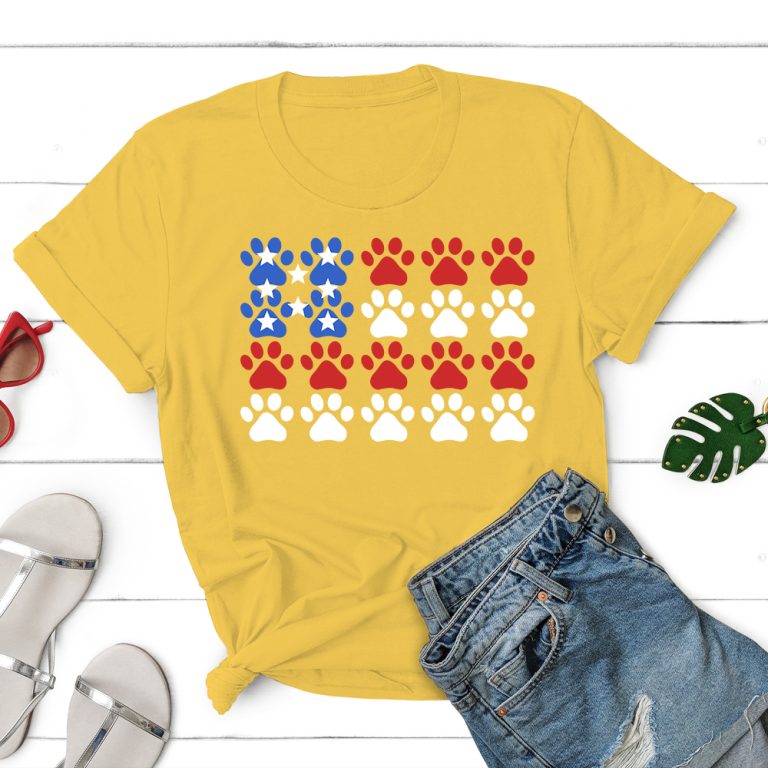 Red, White & Paws Standard Tee Yellow