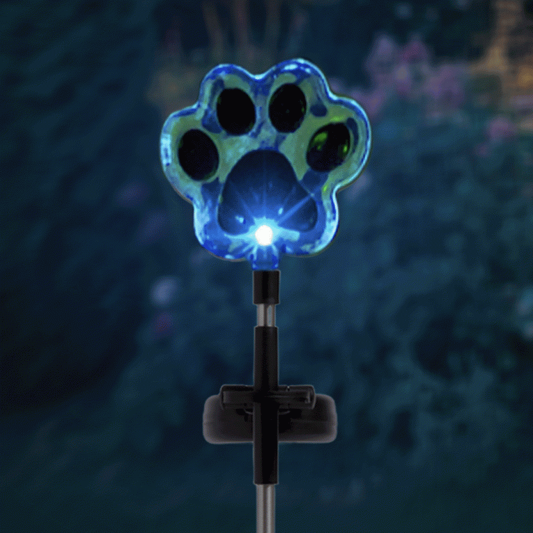 Rainbow Guiding Paw Solar Garden Stake Light - Donates 3 Meals to Hungry Shelter Dogs in Need