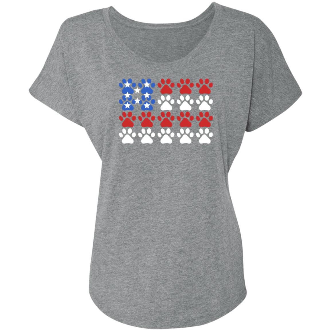 Red, White & Paws Slouchy Tee Heather Grey