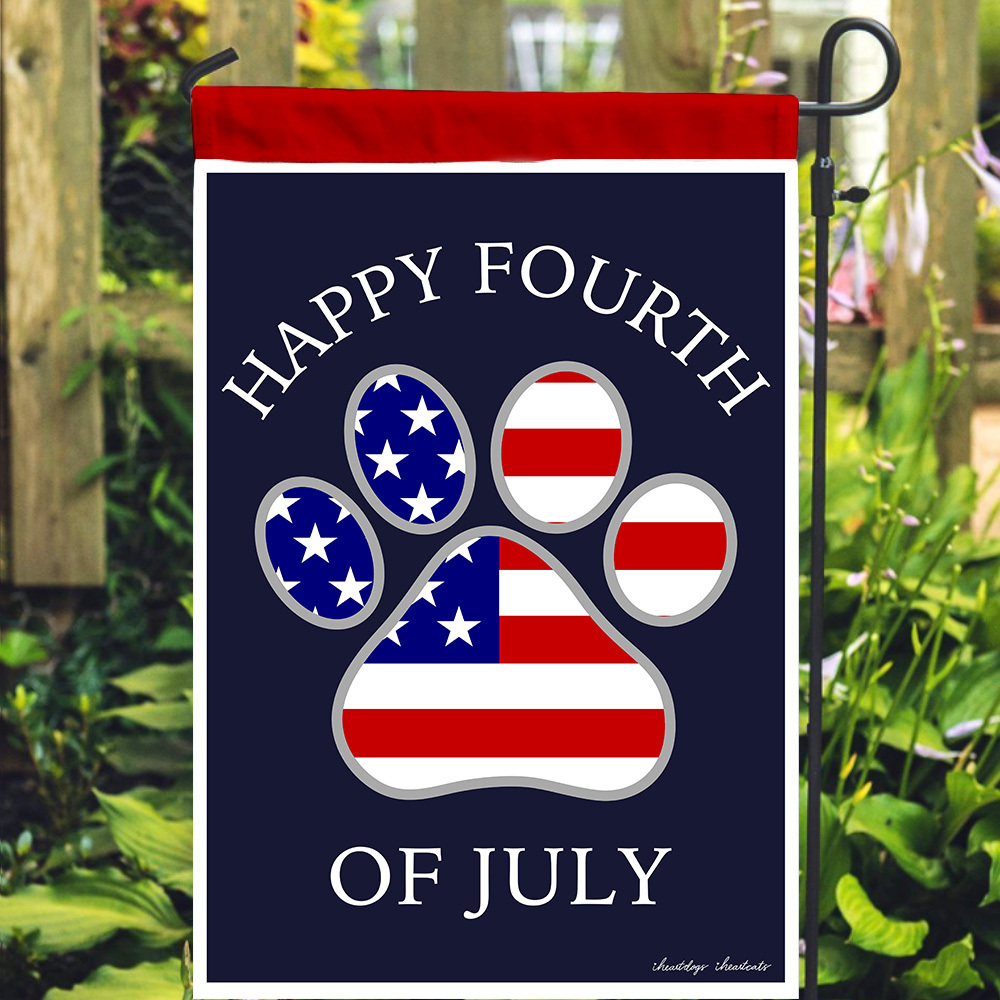 Second Chance Movement - Happy Fourth Flag Paw Garden Flag