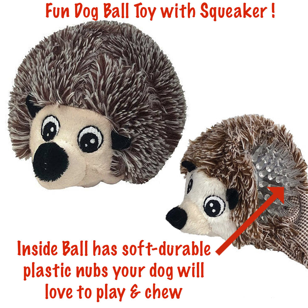 Henry the Hedgehog Plush Dog Ball Toy with Squeaker