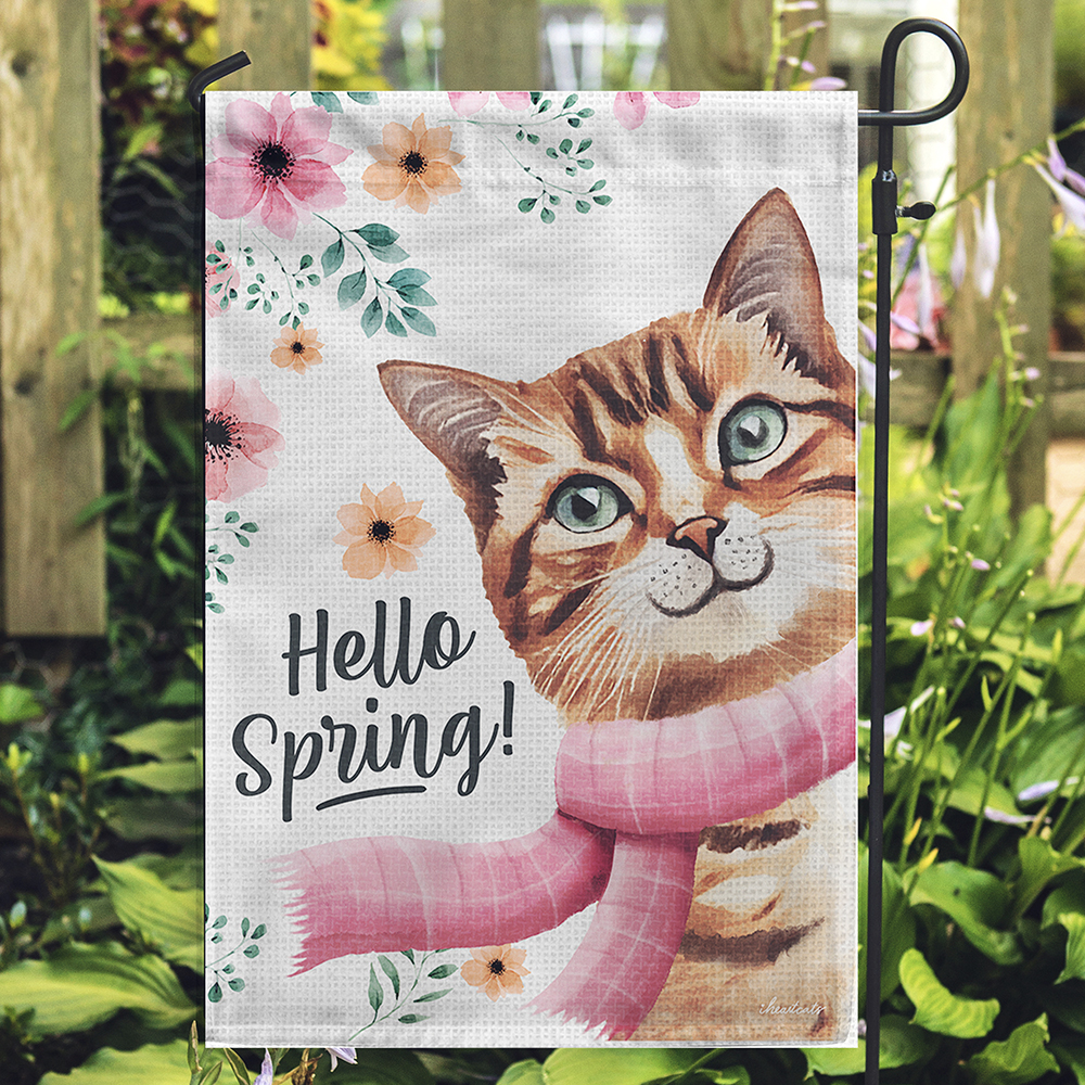 Hello Spring! Cat Garden Flag