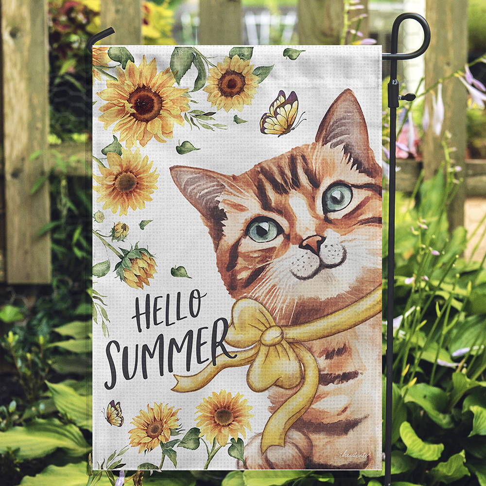 Hello Summer! Cat Garden Flag