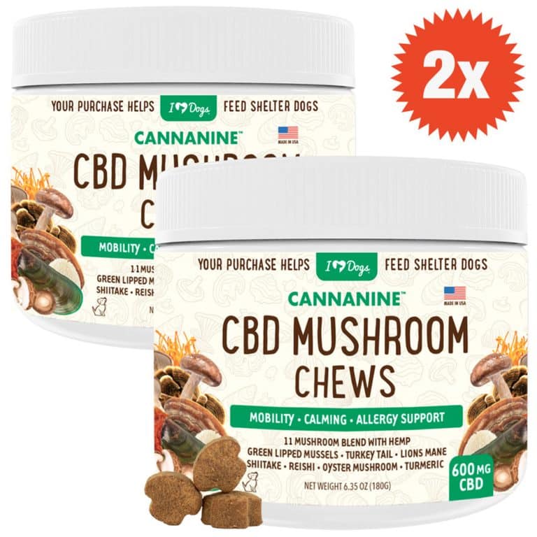 BUY 2 and SAVE Hemp Mushroom Chews For Dogs – Super Mushroom Blend with Turkey Tail, Lion’s Main, Shiitake & Green Lipped Mussels - 60ct / 600 MG HEMP