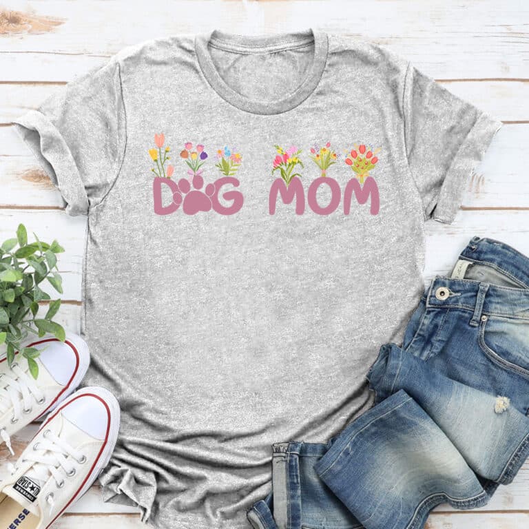 Flowers For Dog Moms Standard Tee Heather Grey