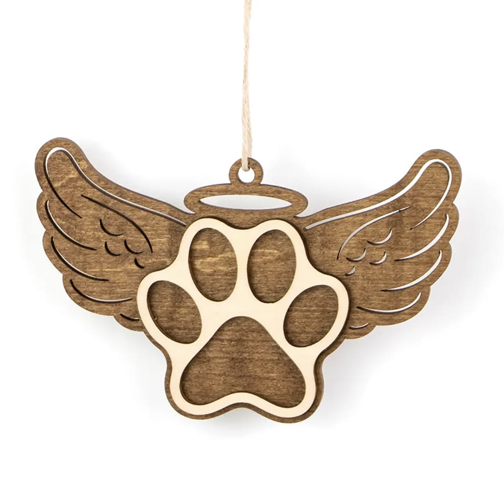 Second Chance Dog Paw Angel Wings Holiday Ornament