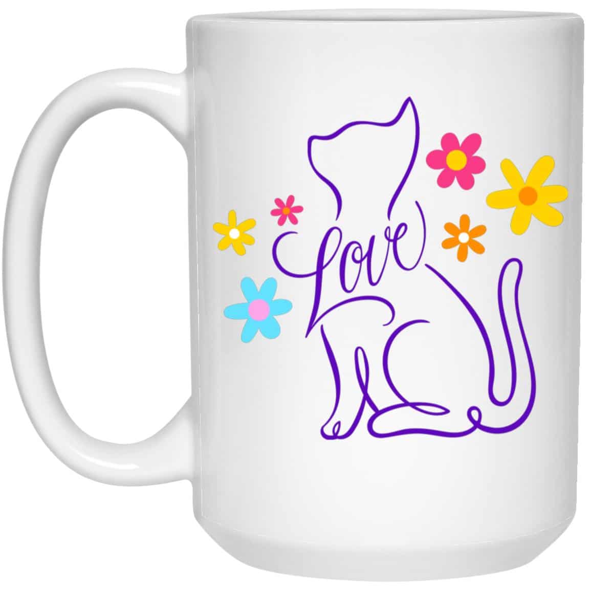 Loving Cat Flowers 15oz Mug Super Deal $7.99