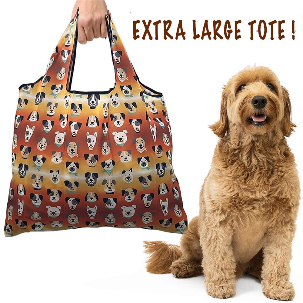 Doggies Autumn Colors Shopping Travel Shoulder Bag- Folding Grocery Tote Pouch Bag