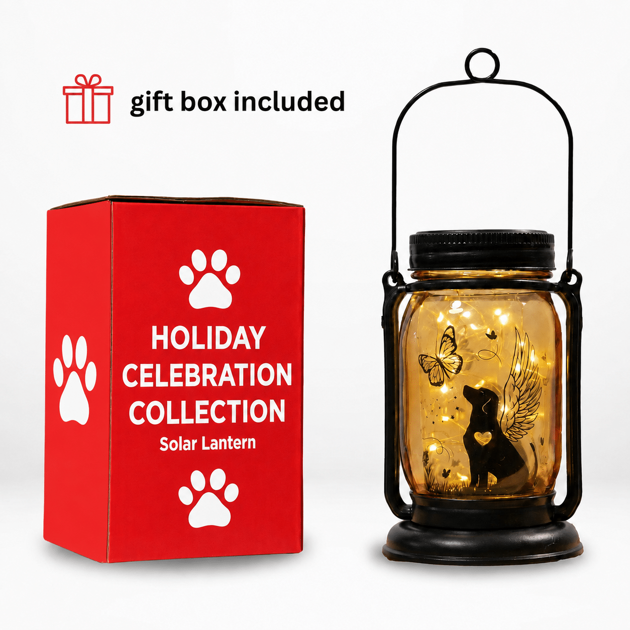 Holiday Celebration Mason Jar Lantern Solar Light – 10 Seasonal Dog & Cat Inserts – July 4th, Halloween, Christmas, Mom's Day, Memorial - Image 7