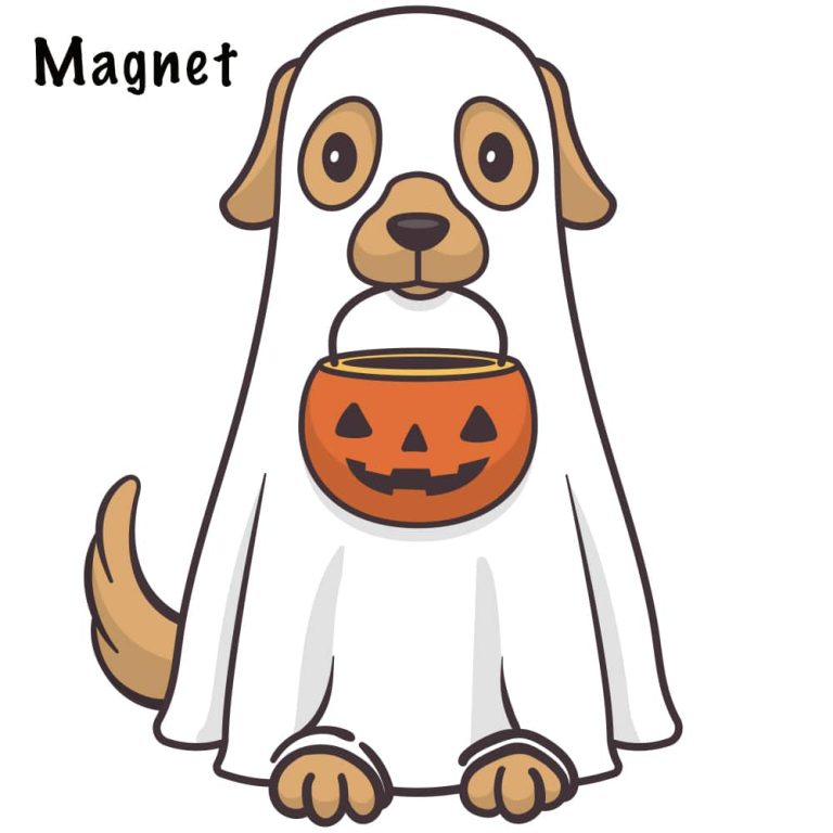 Trick or Treat Ghost Dog Car Magnet! Great for Kitchen Fridge,  Home Decor