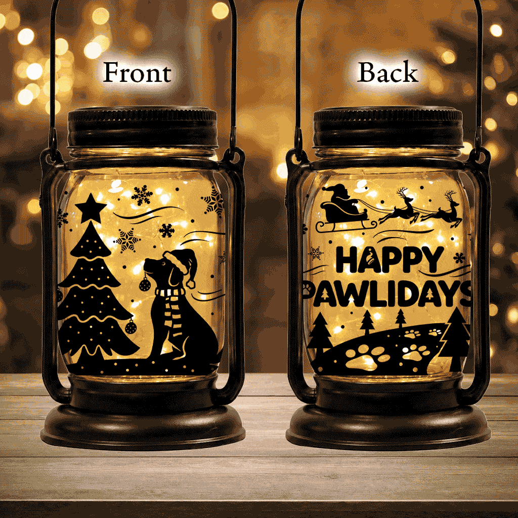 Holiday Celebration Mason Jar Lantern Solar Light – 10 Seasonal Dog & Cat Inserts – July 4th, Halloween, Christmas, Mom's Day, Memorial - Image 12