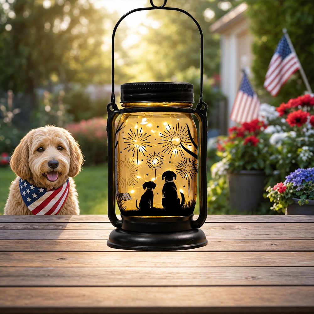 Holiday Celebration Mason Jar Lantern Solar Light – 10 Seasonal Dog & Cat Inserts – July 4th, Halloween, Christmas, Mom's Day, Memorial - Image 21