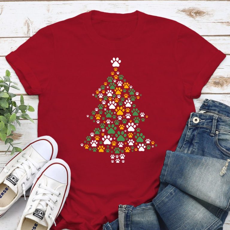 Happy Pawlidays Christmas Tree Standard Tee Red