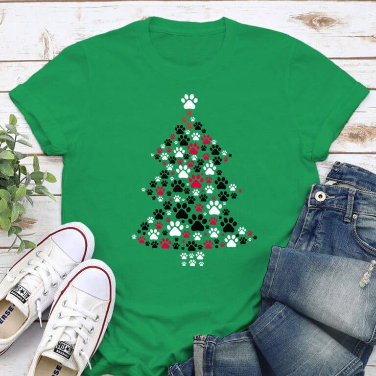 Happy Pawlidays Christmas Tree Standard Tee Green