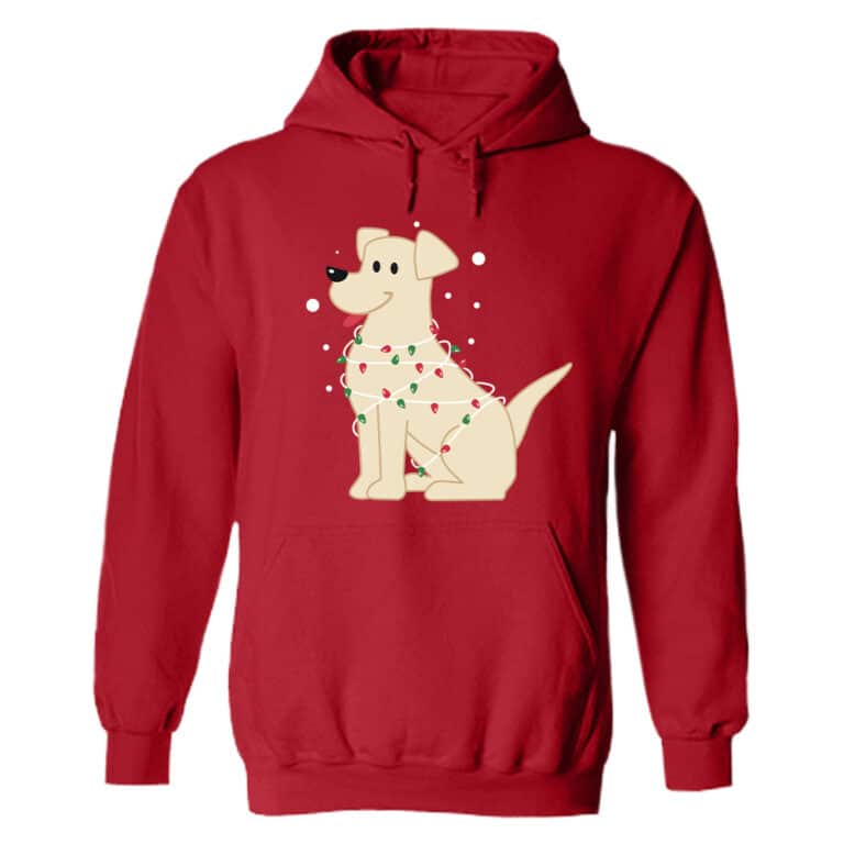 Christmas Tree Dog Hoodie Red
