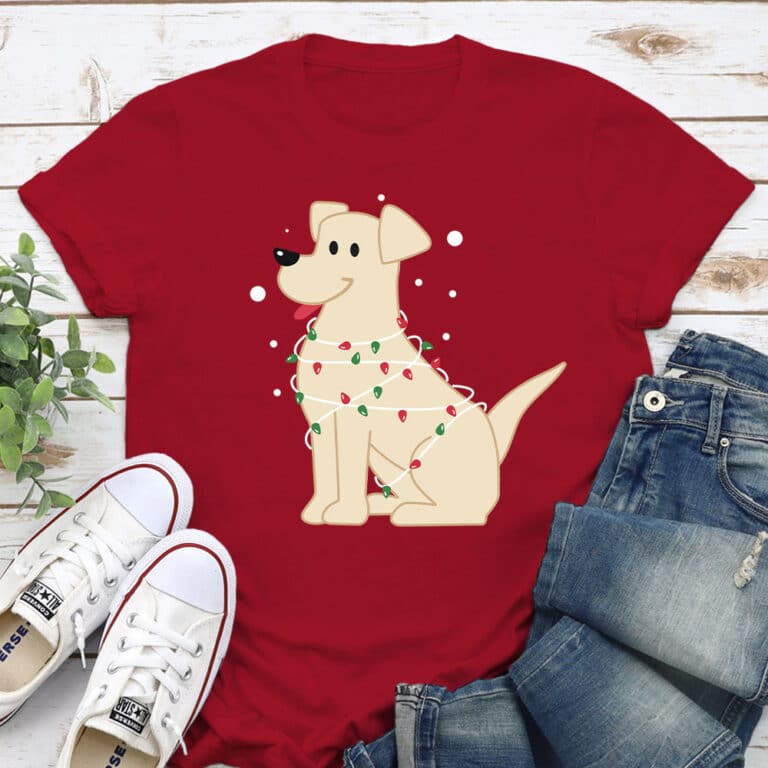 Christmas Tree Dog Standard Tee Red