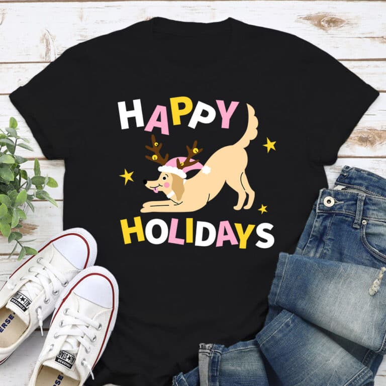 Happy Holidays Dog Standard Tee Black