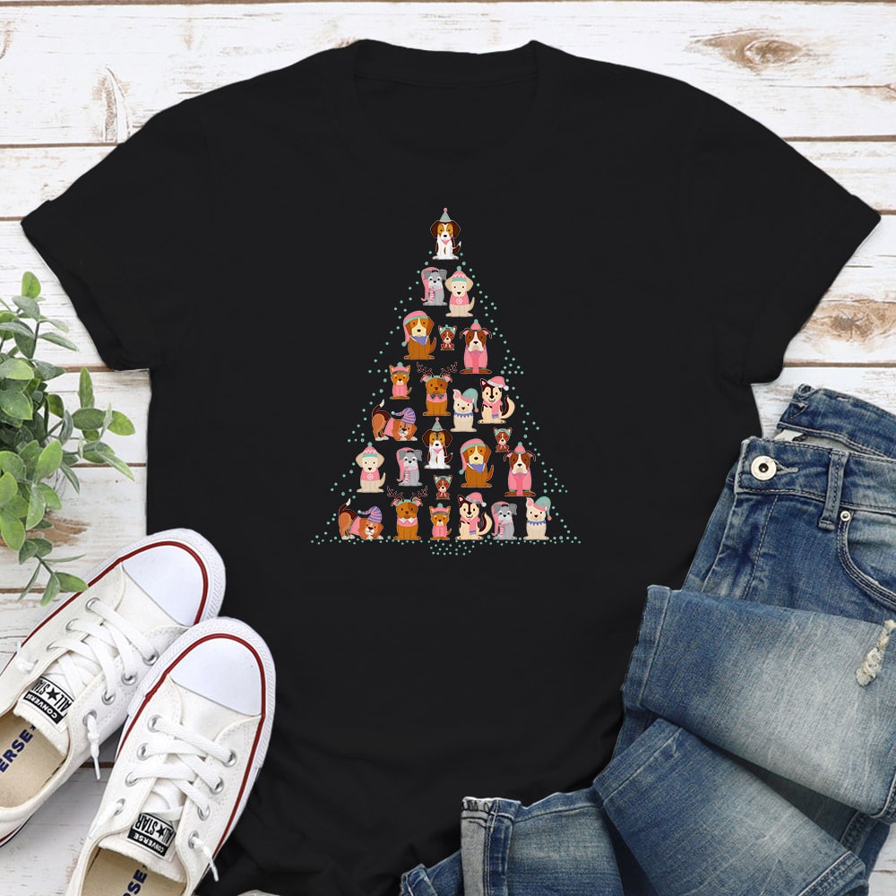 Christmas Celebration Dog Tree Standard Tee Black