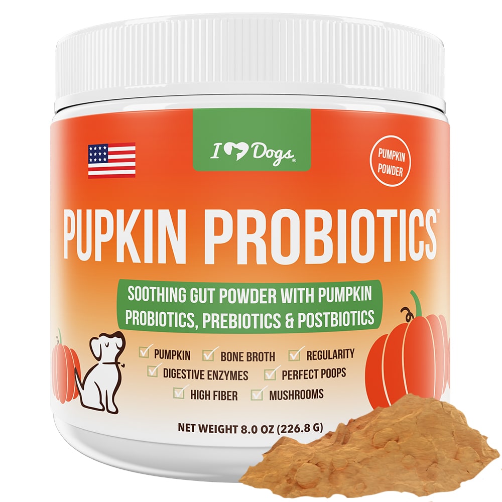 iHeartDogs Pupkin™ Probiotics, Prebiotics, & Postbiotics for Dogs with  Pumpkin, Gut Soothing Bone Broth & Mushrooms- 30 scoops