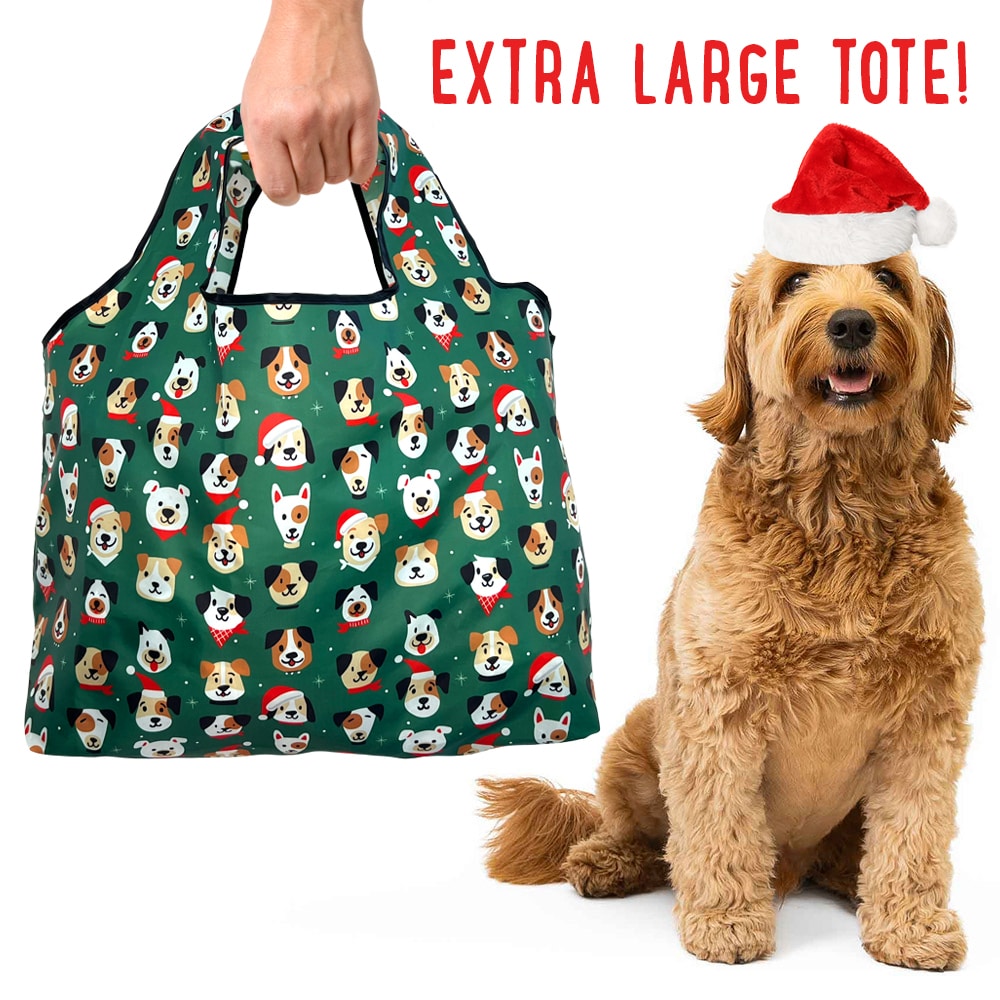 Doggies Christmas Shopping Travel Shoulder Bag- Folding Grocery Tote Pouch Bag