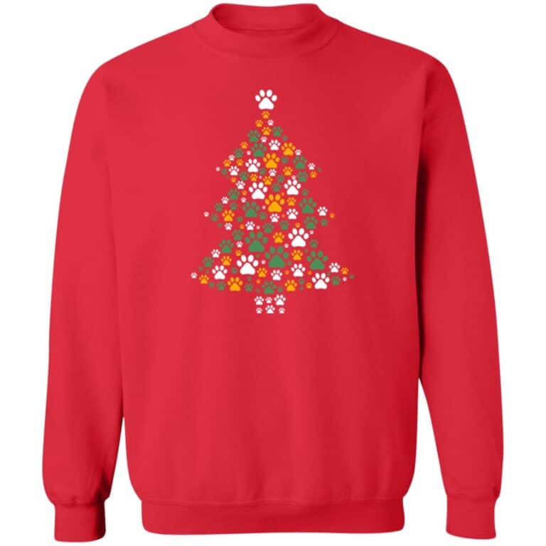 Happy Pawlidays Christmas Tree Sweatshirt Red