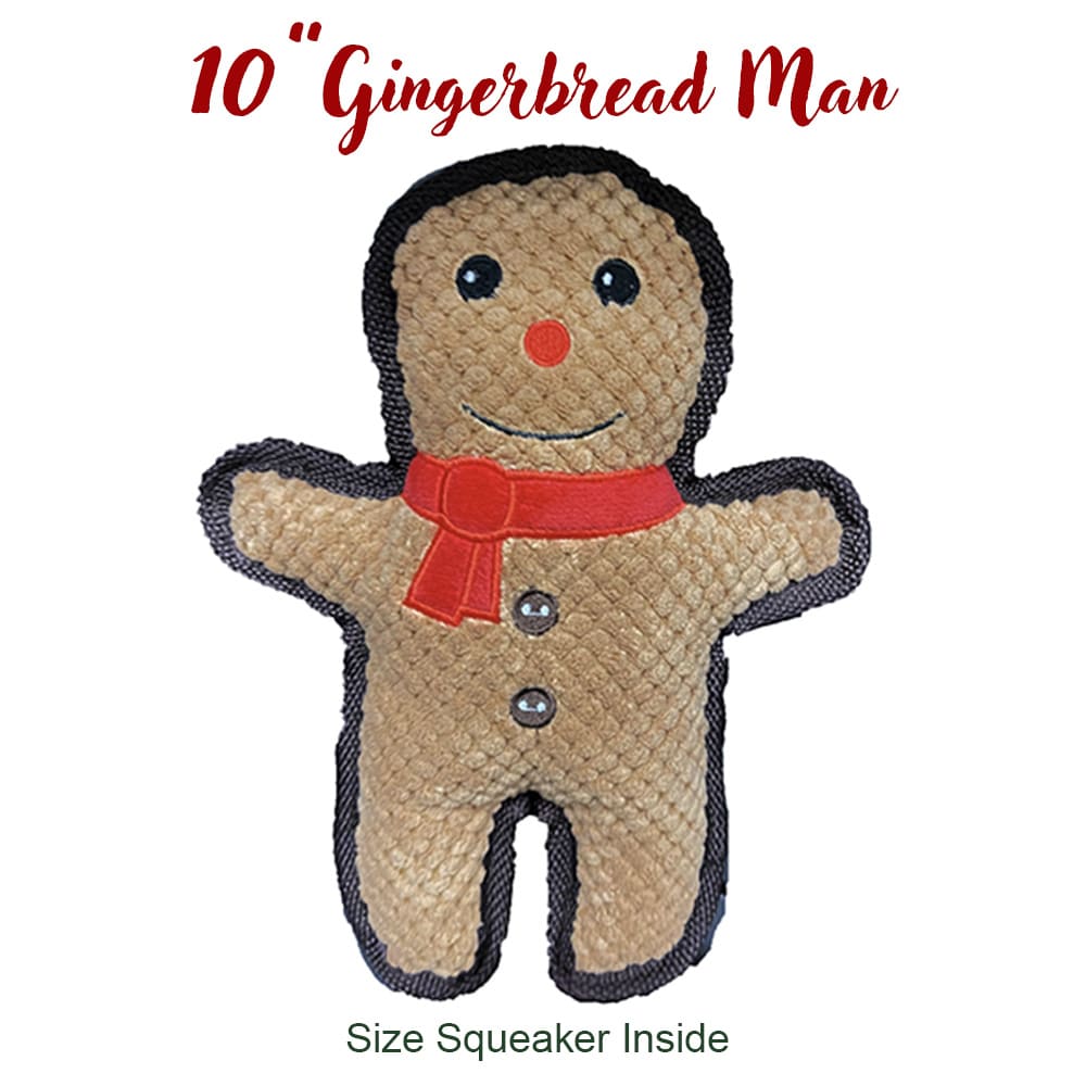 Mr. Gingerbread Man 10" Plush Dog Toy with Squeaker Inside