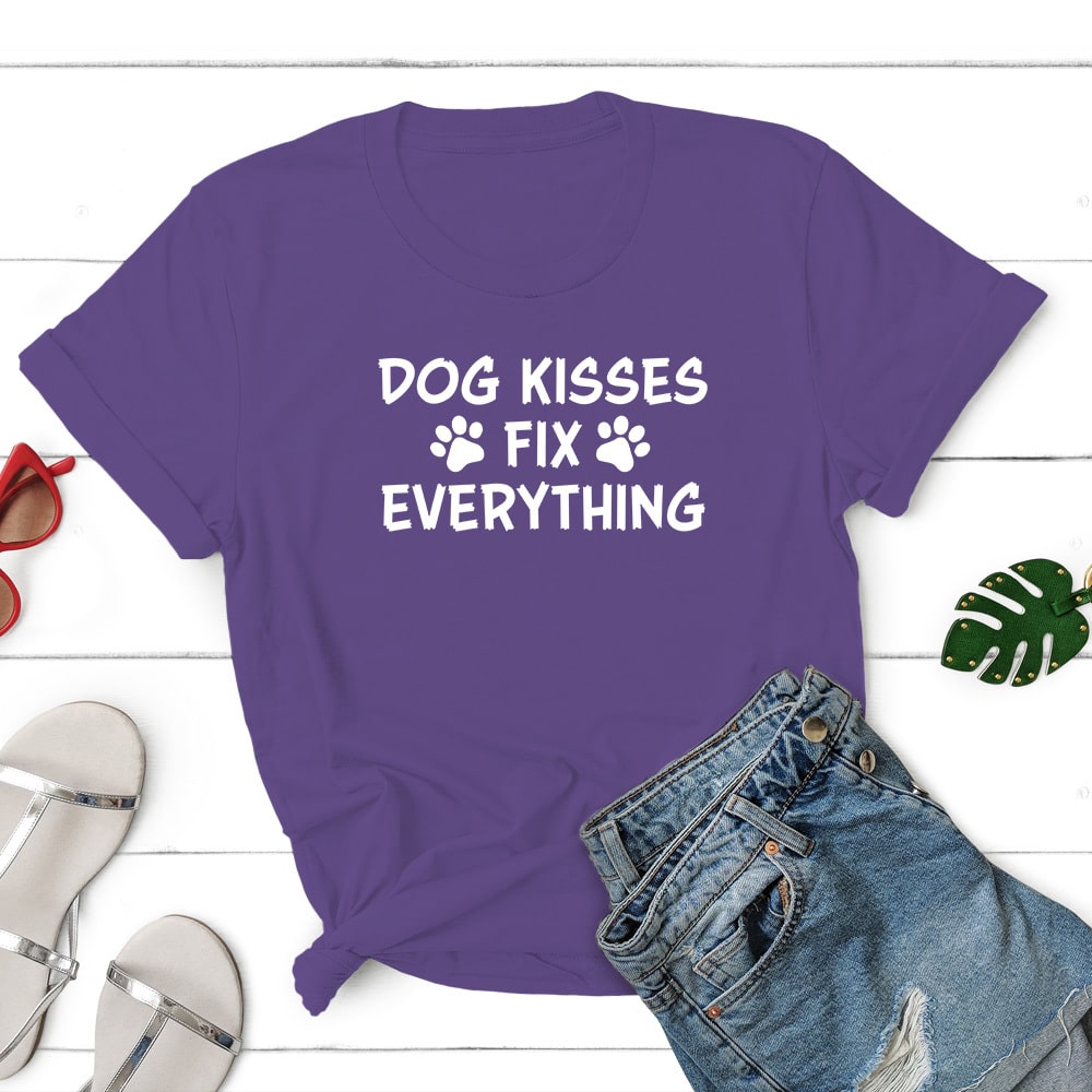 Dog Kisses Fix Everything Standard Tee Purple