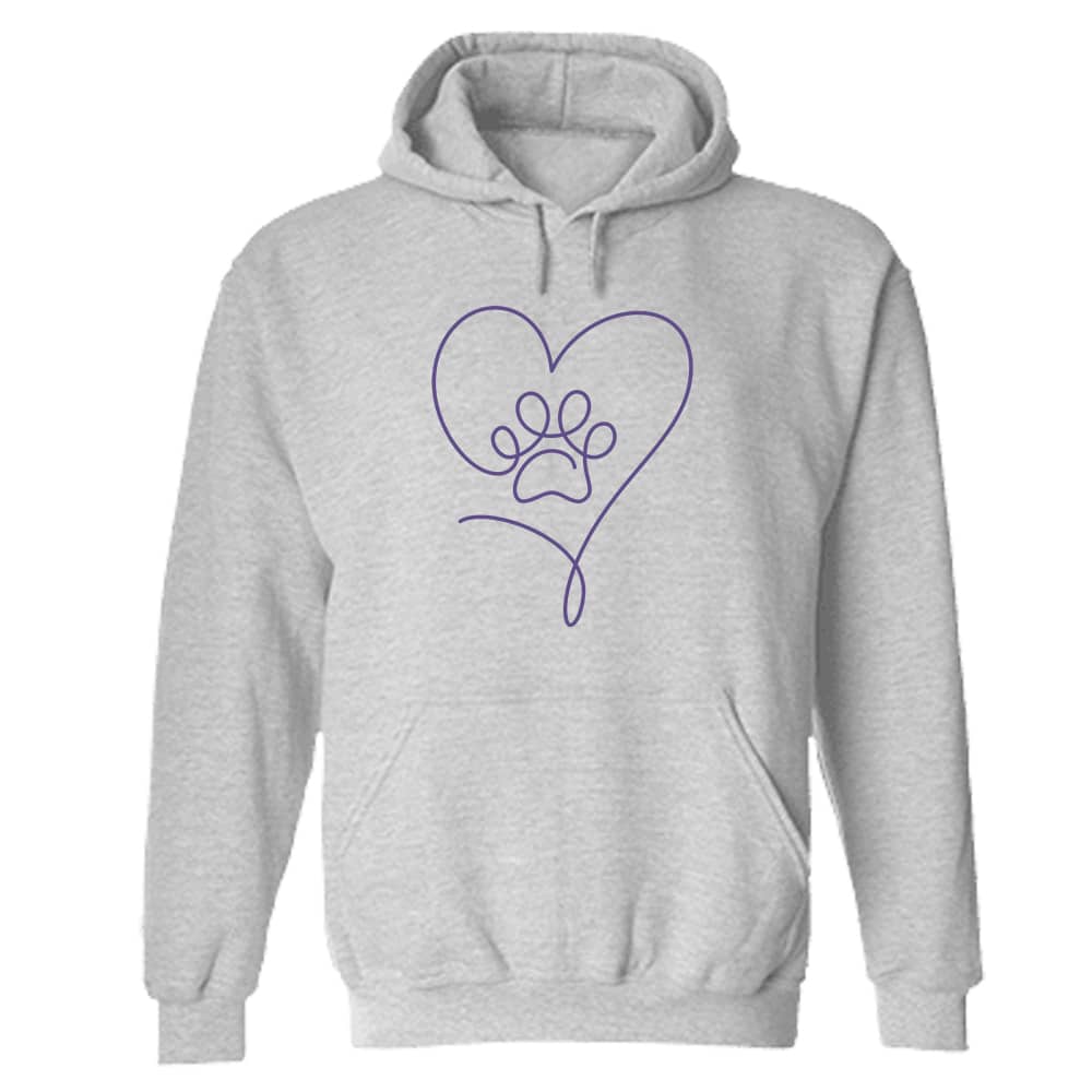 Paw Heart Sketch Hoodie Heather Grey