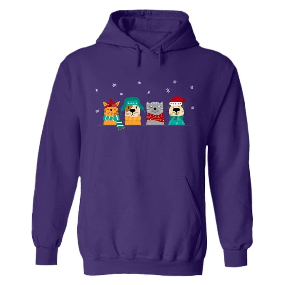 Christmas Is Here Dogs & Cats Hoodie Purple