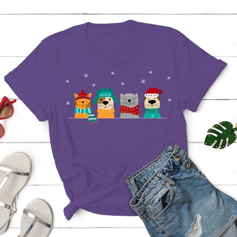 Christmas Is Here Dogs & Cats Standard Tee Purple