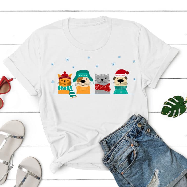 Christmas Is Here Dogs & Cats Standard Tee White