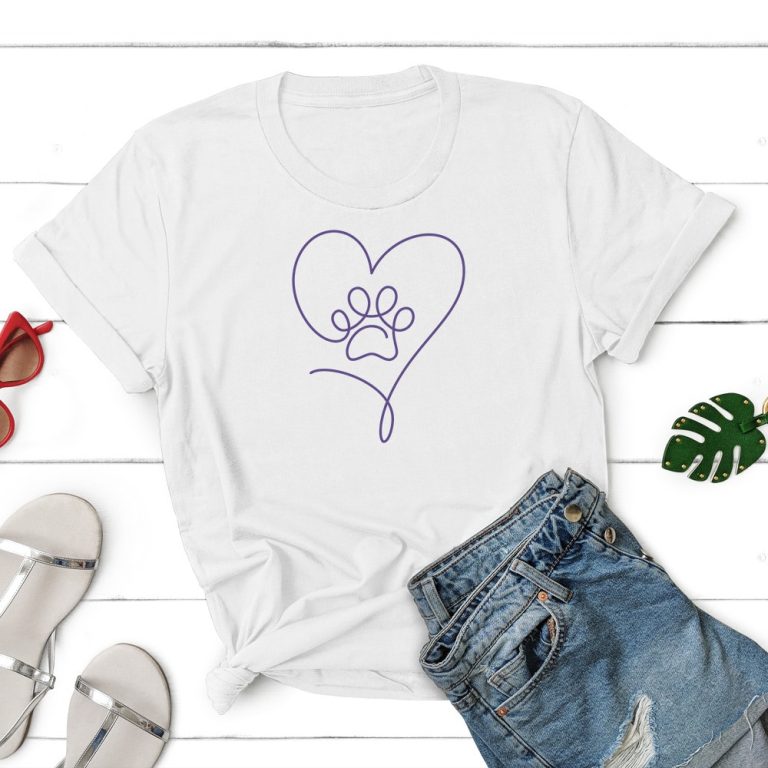 Paw Heart Sketch Standard Tee White