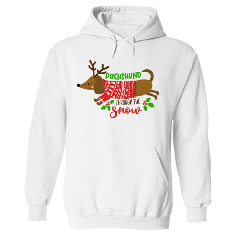 Dachshund Through The Snow Hoodie White