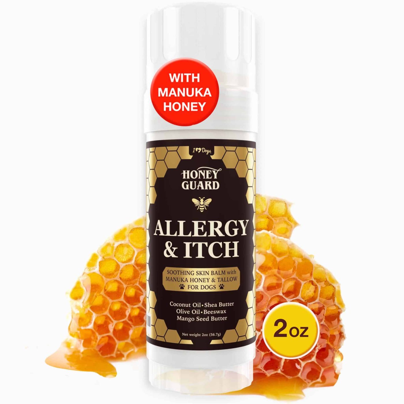 Second Chance Movement - Honey Guard™ – Allergy & Itch Relief Dog Healing Balm- Manuka Honey, Tallow, Shea Butter & Mango Seed Oil- 2 oz