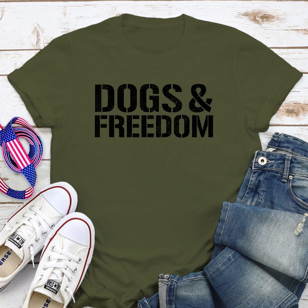 Dogs & Freedom Standard Tee Military Green: Helping Pair Vets With Service Dogs